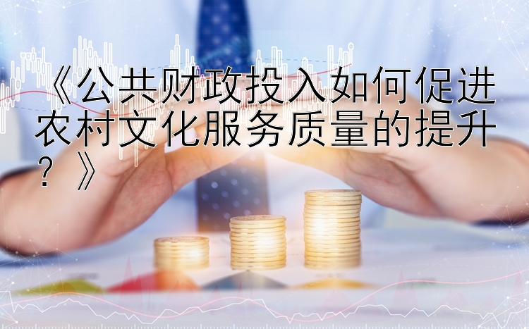 《公共财政投入如何促进农村文化服务质量的提升？》