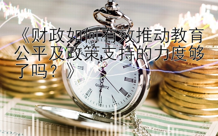 《财政如何有效推动教育公平及政策支持的力度够了吗？》