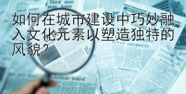 如何在城市建设中巧妙融入文化元素以塑造独特的风貌？