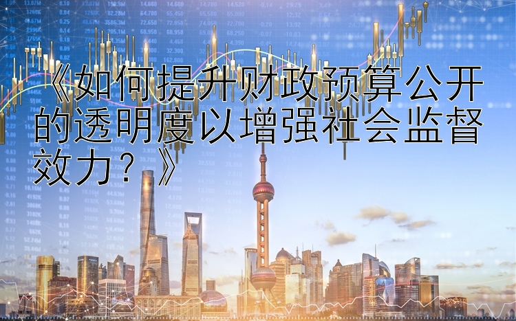 《如何提升财政预算公开的透明度以增强社会监督效力？》